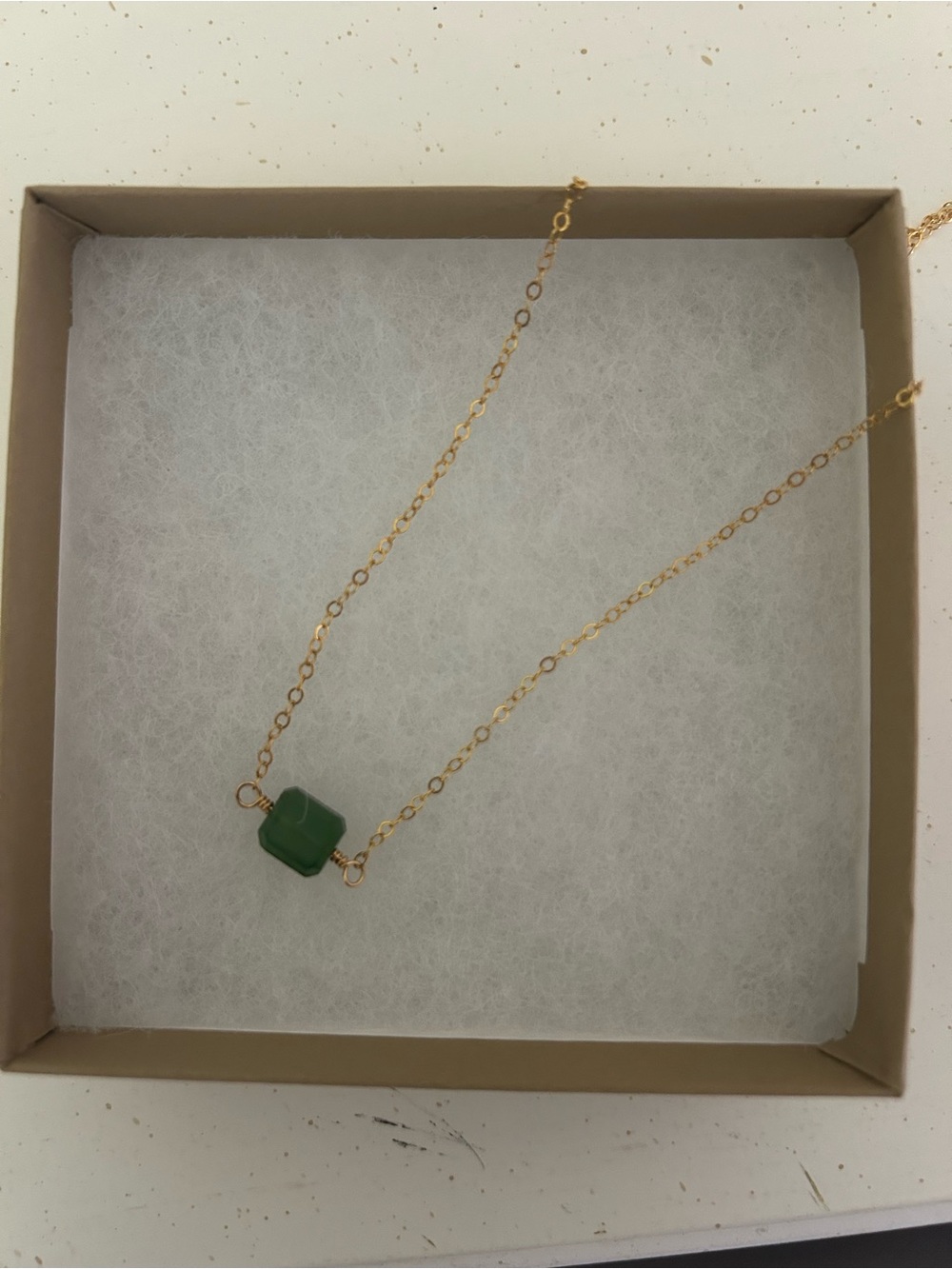 Gold Chain Necklace with Green Seaglass